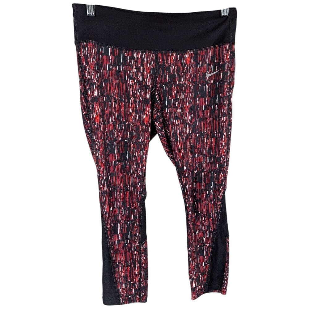 Nike Running Womens Red Burgundy Capri Leggings Cropped Yoga Pants Size Medium